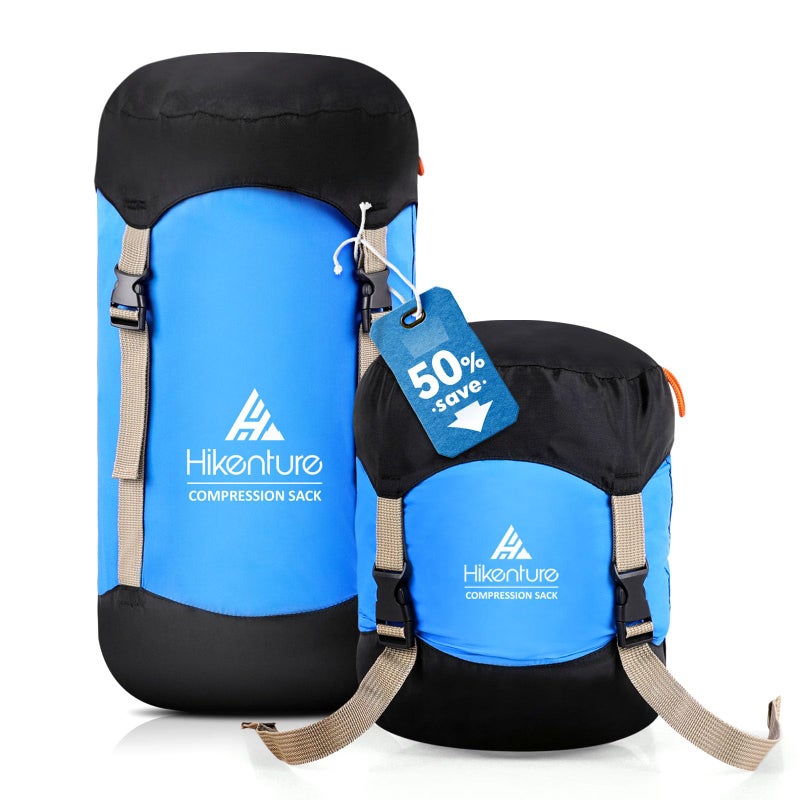 Hikenture Compression Sack for Sleeping Bag, Upgrade Anti-Tear Nylon Sleeping Bag Stuff Sack, 10L/14L/20L/30L Water-Resistant Compression Bag, Storage Bag (Blue, 10L) - Image 1